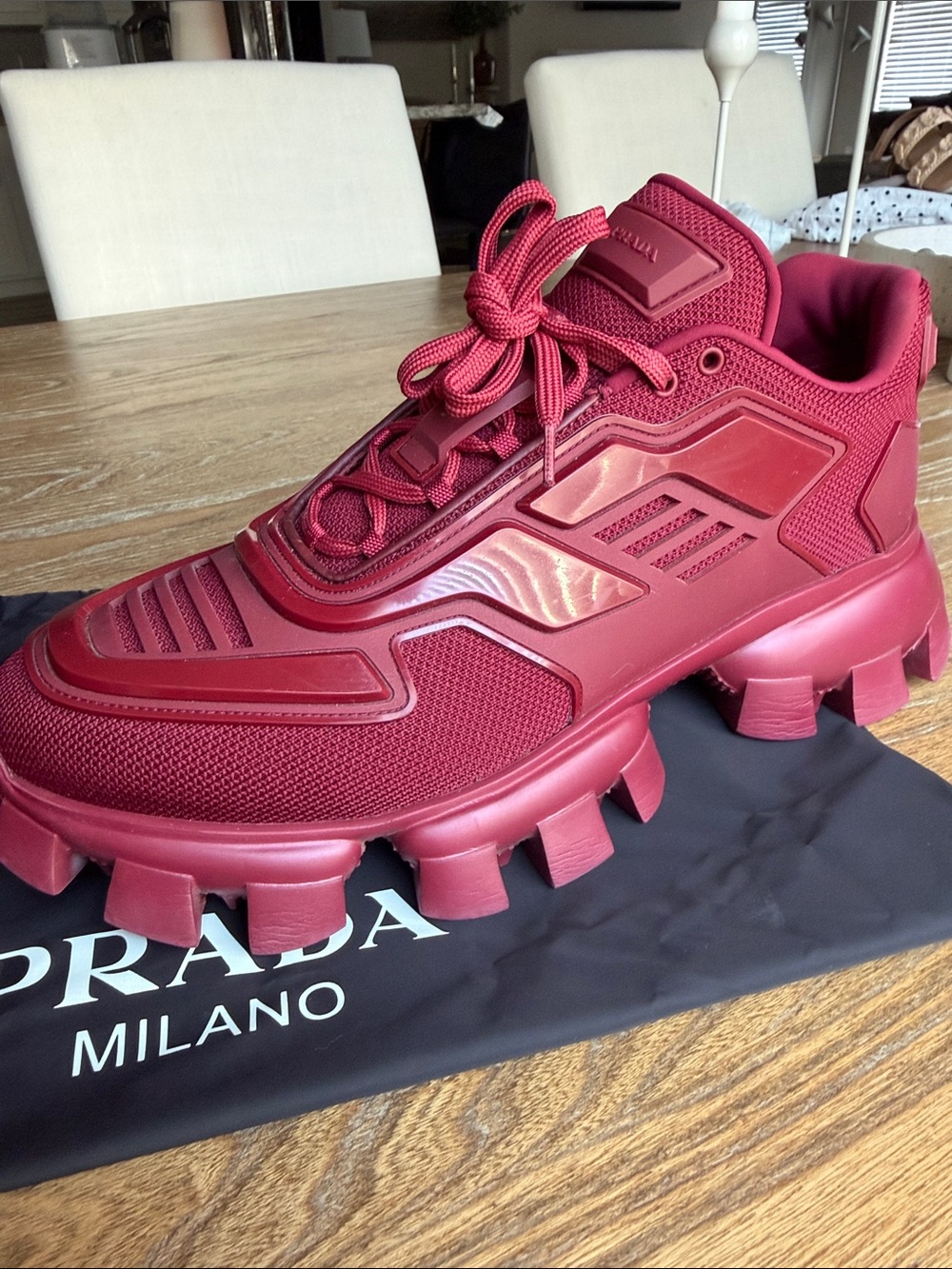 Prada Red Cloudbust Thunder Sneakers